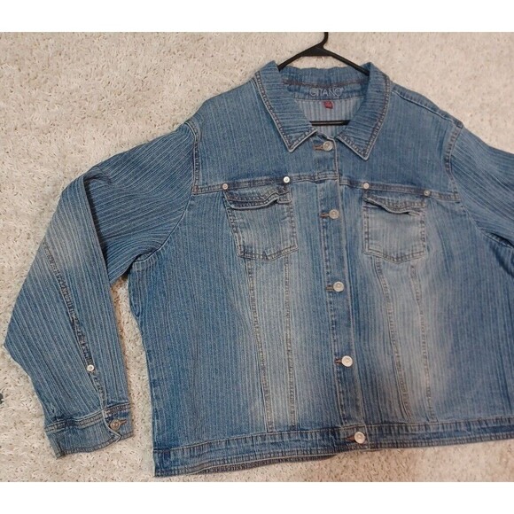 Vintage Gitano Denim Jacket Womens 26W Plus XXL Stretch Button Up Trucker - Picture 5 of 11